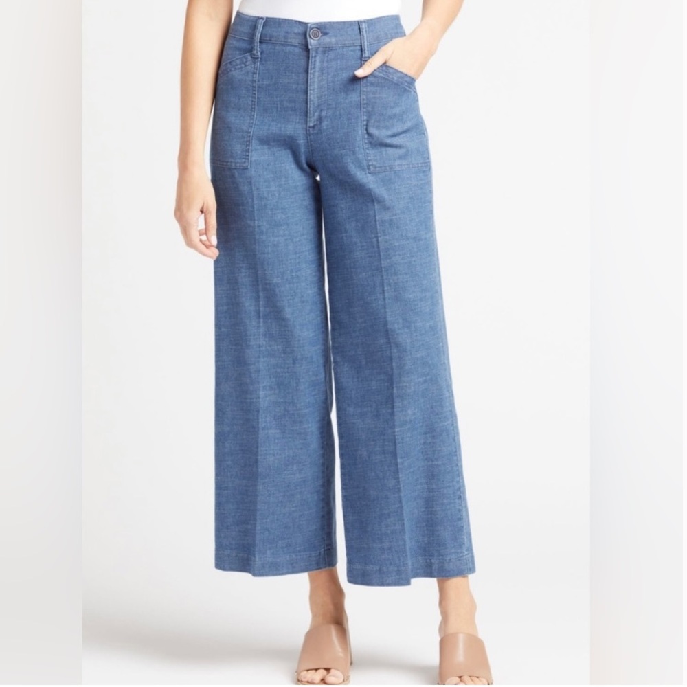 Evereve Wide Legs Pants Chambray Size 24 - Picture 1 of 6